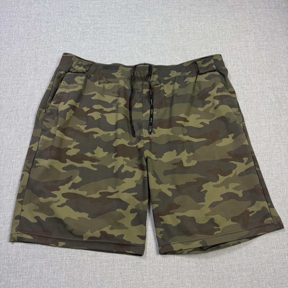 Municipal Camouflage Gym Shorts Mens 2XL Green Athletic Drawstring Performance
